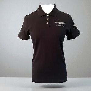 ASTON MARTIN DEVON & JONES 007 Pebble Beach Black Cotton Polo Size Medium